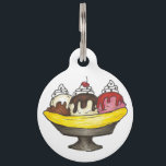 Banana Split Ice Cream Sundae Foodie Dessert Pet ID Tag<br><div class="desc">Pet tag features an original marker illustration of a delicious banana split ice cream sundae. Simply personalize with your pet's name and your contact information for a one-of-a-kind cat or dog tag. Don't see what you're looking for? Need help with customization? Contact Rebecca to have something designed just for you....</div>