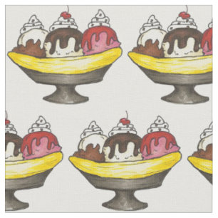 Banana Split Ice Cream Sundae Foodie Soda Fountain Fabric