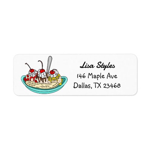 Banana Split Ice Cream Sundae   Label