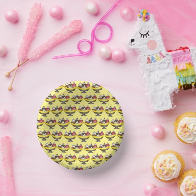Banana Split Ice Cream Sundae Scoop Shop Dessert Paper Bowls (Party)