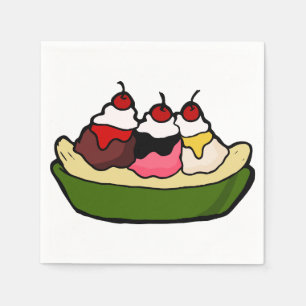 Banana Split Sweet Ice Cream Treat Paper Napkins