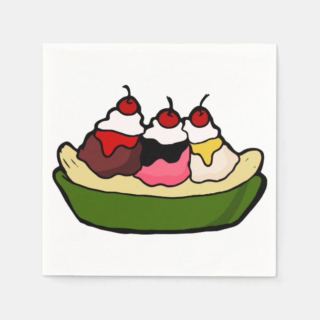Banana Split Sweet Ice Cream Treat Paper Napkins (Front)