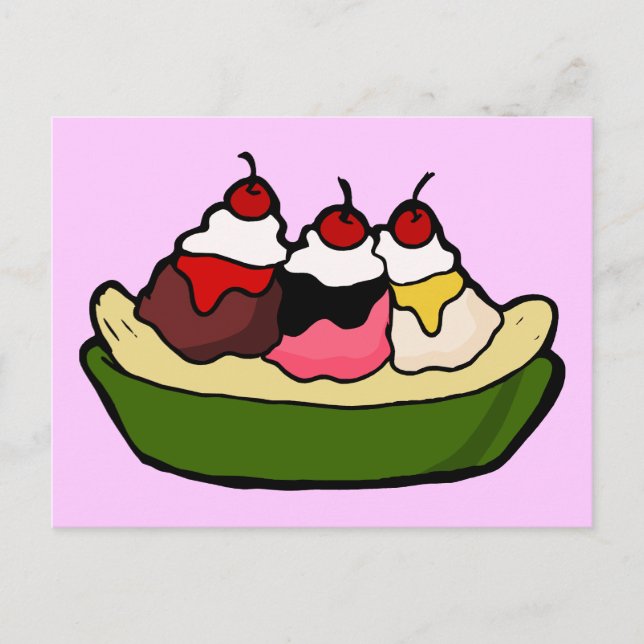 Banana Split Sweet Ice Cream Treat Postcard (Front)