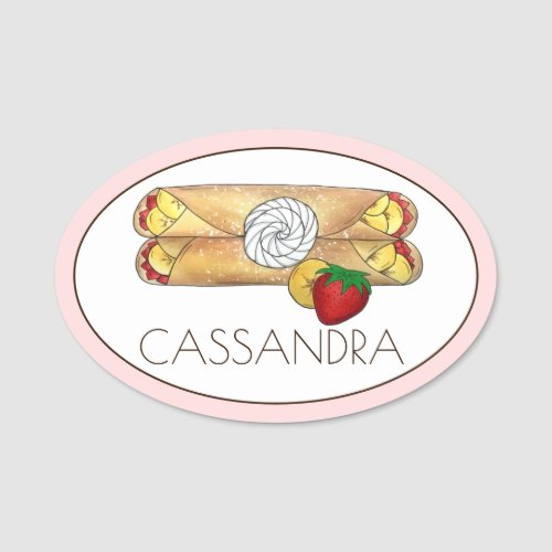 Banana Strawberry Crpes French Food Cuisine Crepe Name Tag