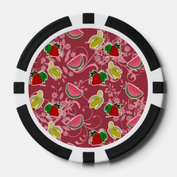 Banana Strawberry Watermelon Pattern Poker Chips by saradaboru at Zazzle