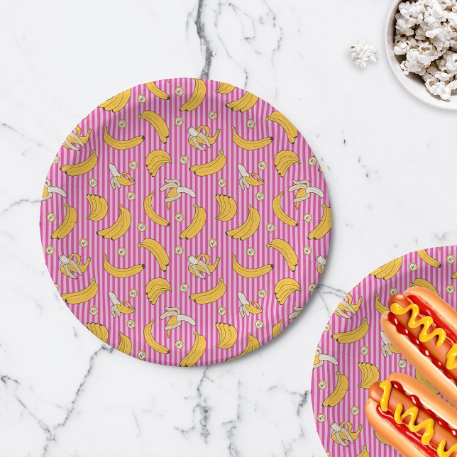 Banana Stripe Vector Pattern | Magenta Paper Plates (Creator Uploaded)