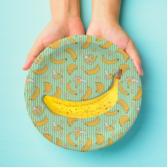 Banana Stripe Vector Pattern | Mint Green Paper Plates (Creator Uploaded)