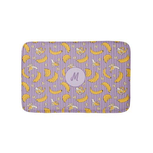Banana Stripe Vector Pattern  Purple Bath Mat