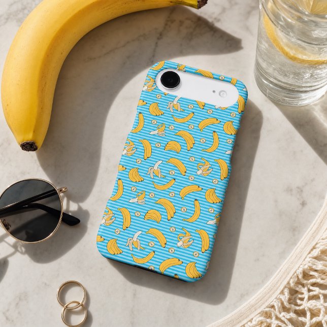 Banana Stripe Vector Pattern | Turquoise Blue Case-Mate iPhone Case (Creator Uploaded)
