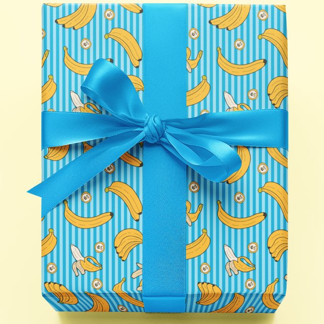 Banana Stripe Vector Pattern | Turquoise Blue Wrapping Paper (Creator Uploaded)