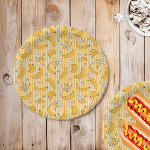 Banana Stripe Vector Pattern   Yellow Paper Plates