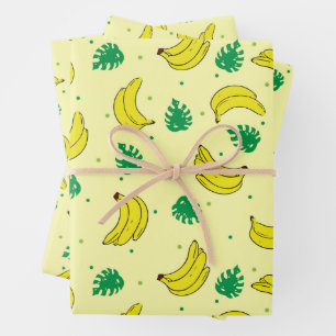 Banana Summer Yellow Tropical Fruits Pattern Wrapping Paper Sheets
