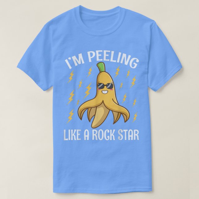 Banana Taking Off Peel Music Pun Funny Cool Banana T-Shirt (Design Front)