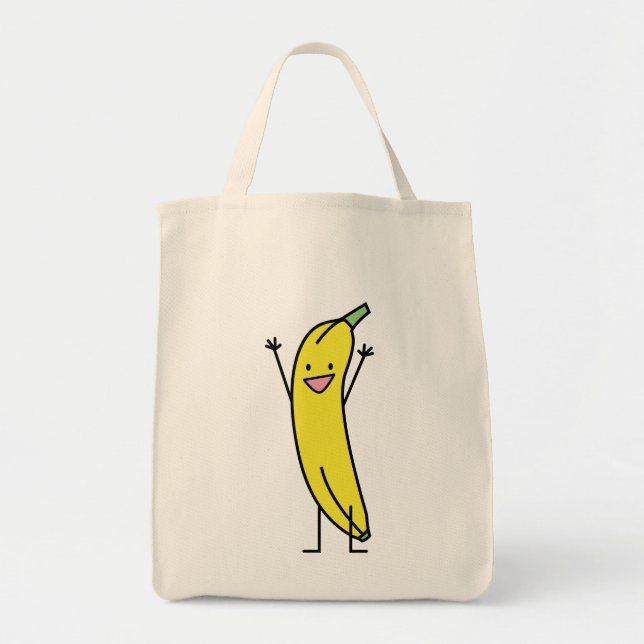Banana that's happy, celebrating and cheering tote bag (Front)