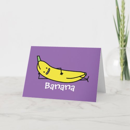 Banana thats smiling laying down and relaxing thank you card