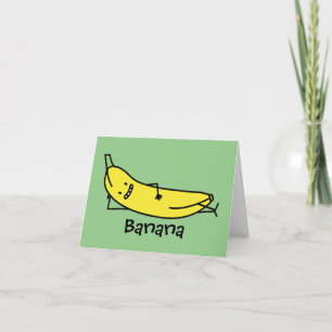 Banana that's smiling, laying down and relaxing thank you card