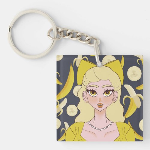 Banana Themed Anime Girl Keychain