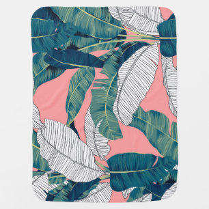 Banana Tree Botanical: Bright Red Seamless Baby Blanket