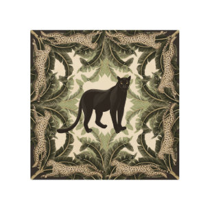 Banana Tree Cheetah Tropical Pattern Wood Wall Art