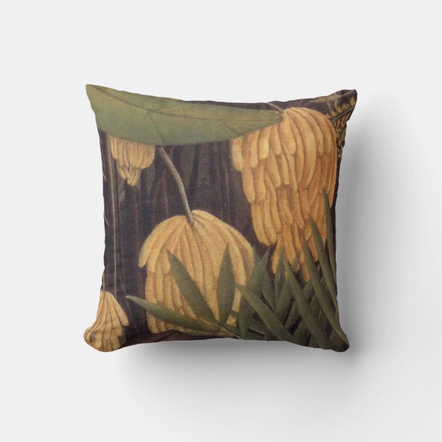 Banana Tree Jungle with Oranges by Henri Rousseau Throw Pillow (Front)