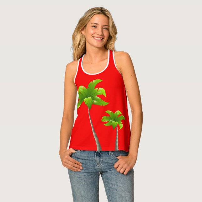 Banana Tree  Red Women's Racerback Tank Top (Front Full)