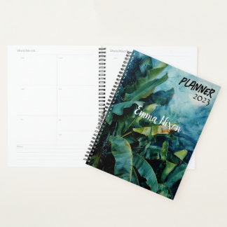 BANANA TREE WATERCOLOR AT NIGHT PLANNER