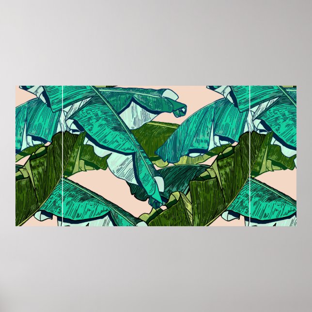 Banana tropical Leaves seamless Pattern Poster (Front)