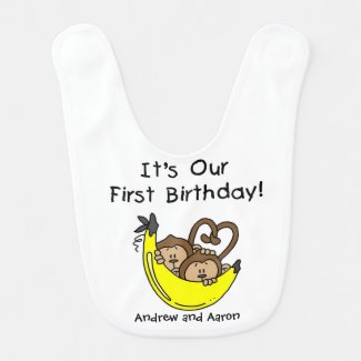 Banana Twin Boys First Birthday Bib