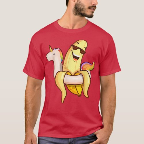 Banana Unicorn Float Summer Tropical Fruit Hawaii  T_Shirt