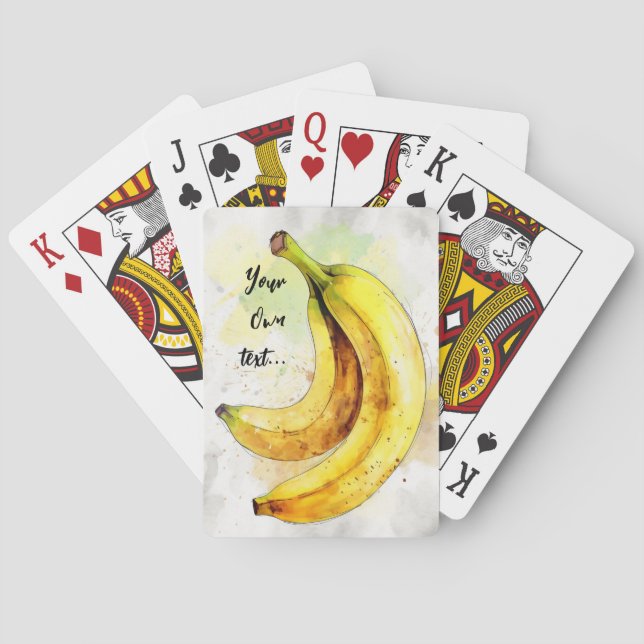 Banana watercolor bananas party poker cards (Back)