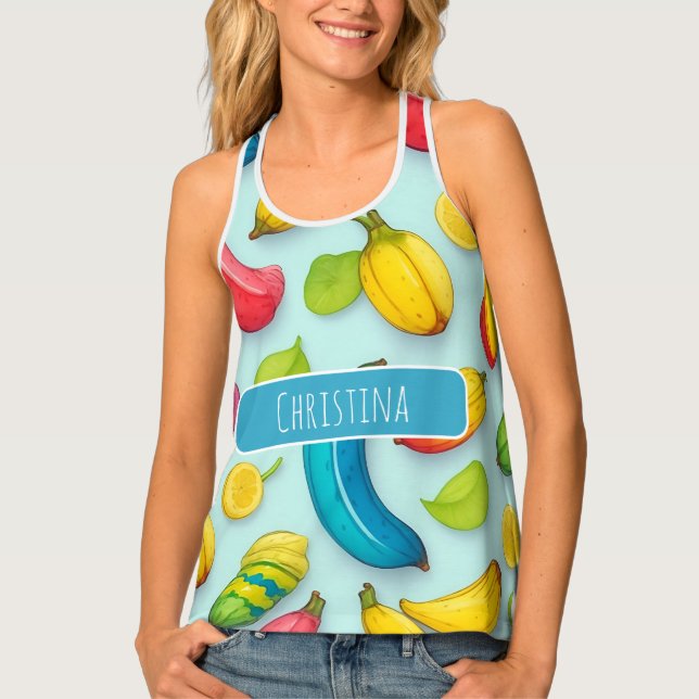 Banana Watercolor Colorful Personalized Pattern Tank Top (Front)