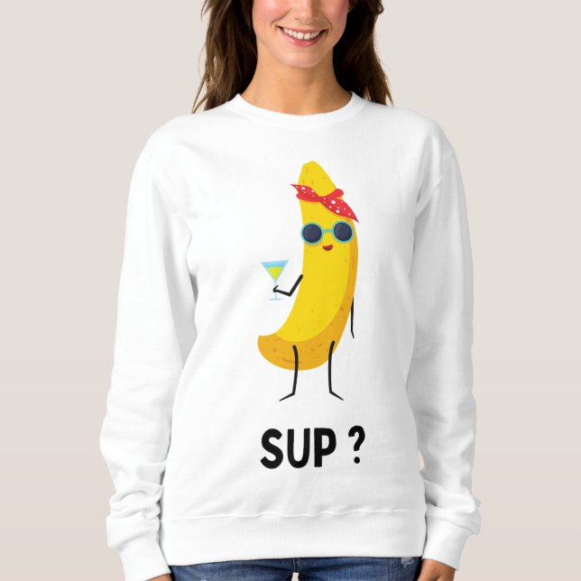 Banana with glasses fruit vegetarians vegans banan sweatshirt (Front)