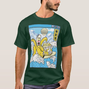 Banana With Milk Carton Surfing Japan Waves Kawaii T-Shirt