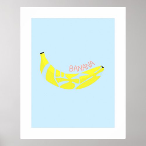 Banana Word in Japanese Kanji Hiragana Word Art Poster