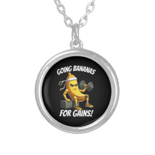 banana working out silver plated necklace