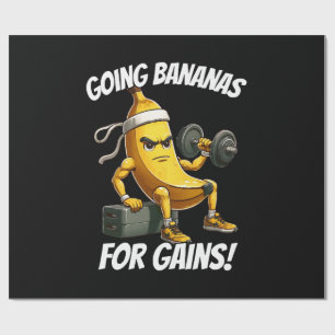 banana working out wrapping paper