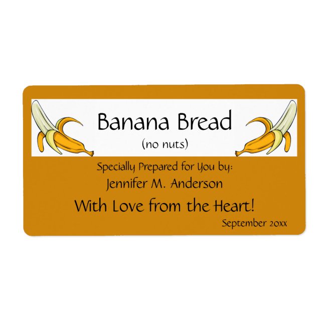 Banana Yellow Framed Bananas Homemade Food Label (Front)