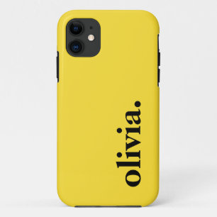Banana Yellow Solid Color Elegant Name iPhone 11 Case