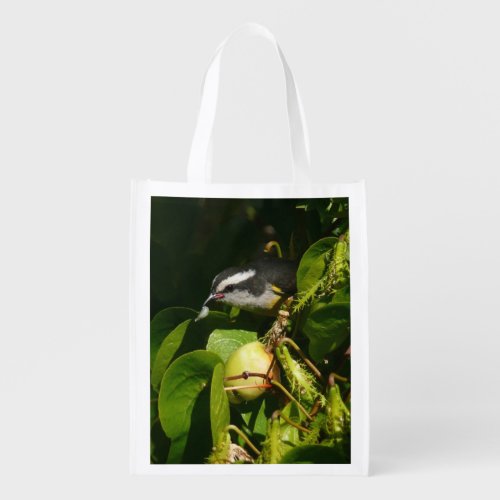 Bananaquit Bird Eating Tropical Photography Grocery Bag