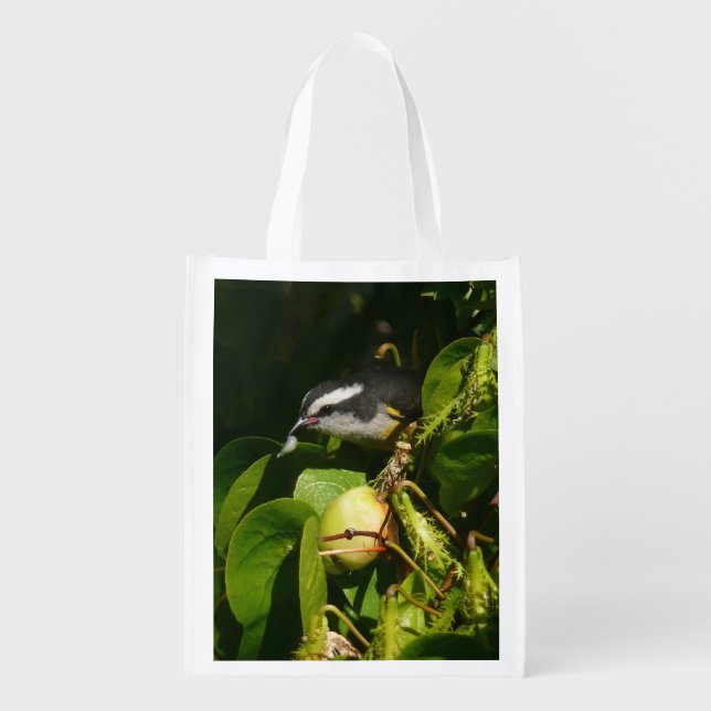 Bananaquit Bird Eating Tropical Photography Grocery Bag (Front)