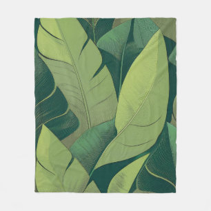 Bananarama Hawaiian Banana Leaves Fleece Blanket