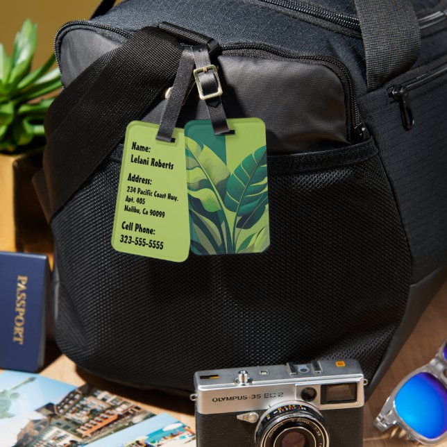 Bananarama Hawaiian Banana Leaves Luggage Tag (Front & Back)