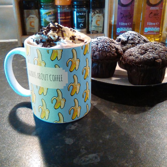 Bananas About Coffee Sky Blue Background Bananas  Mug (Creator Uploaded)