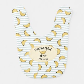 Bananas about Mommy Baby Blue and White Stripes