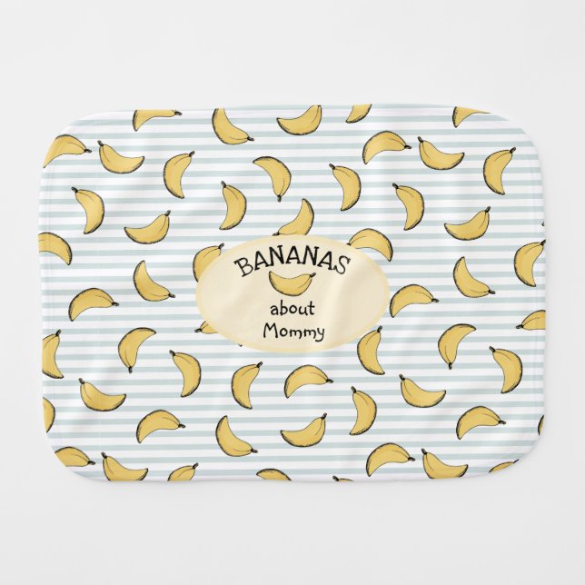 Bananas about Mommy Baby Blue and White Stripes Baby Burp Cloth (Front Horizontal)