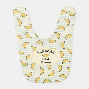 Bananas about Mommy Baby Blue and Yellow Stripes Bib