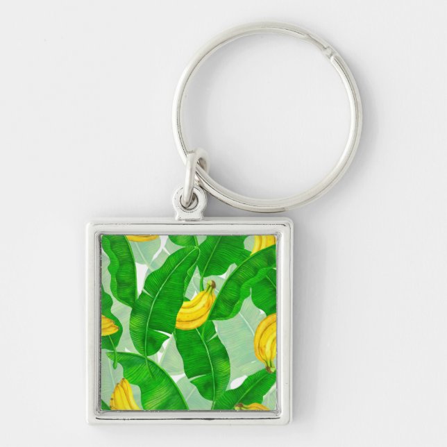 Bananas and leaves watercolor design keychain (Front)