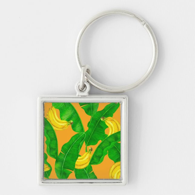 Bananas and leaves watercolor design keychain (Front)