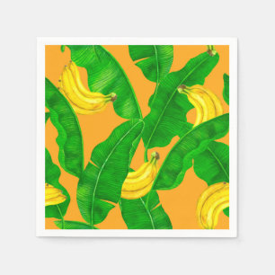 Bananas and leaves watercolor design napkins