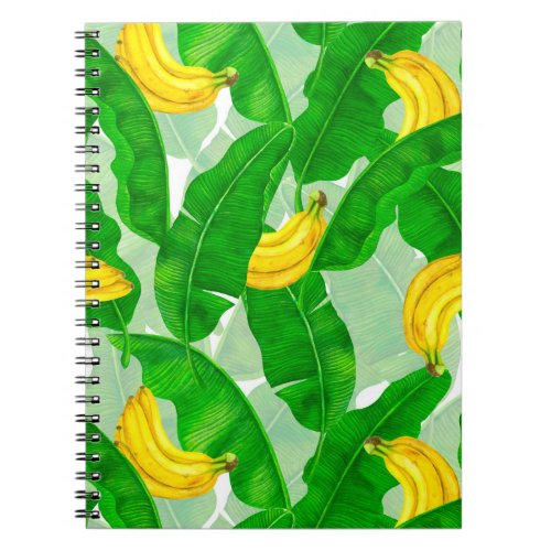 Bananas and leaves watercolor design notebook